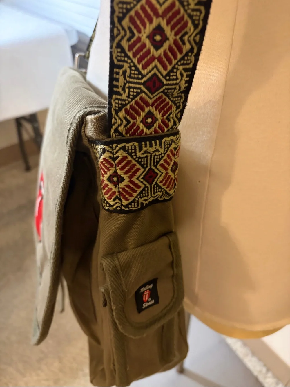 Rolling Stones Messenger Bag 2005 Guitar Strap Olive Green Rock & Roll